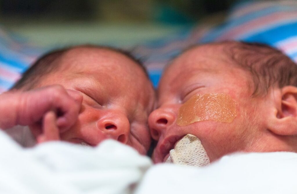 Newborn twin babies