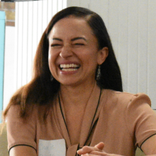 Cherie speaking, photo 1
