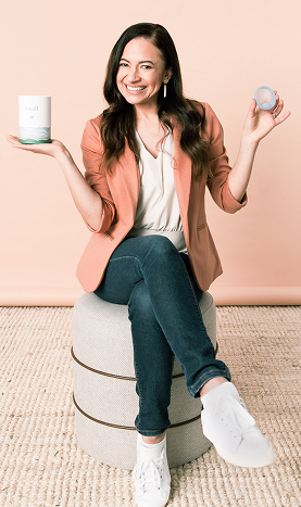Cherie holding Saalt products