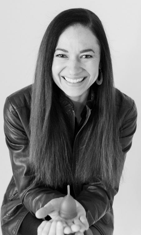 Black and white portrait of Cherie in a leather jacket