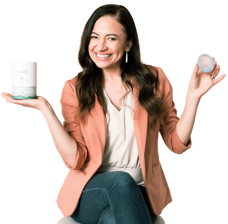 Cherie Hoeger holding Saalt products