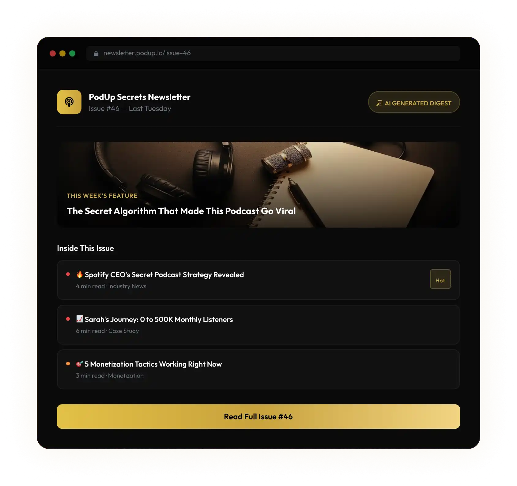 Newsletter issue preview